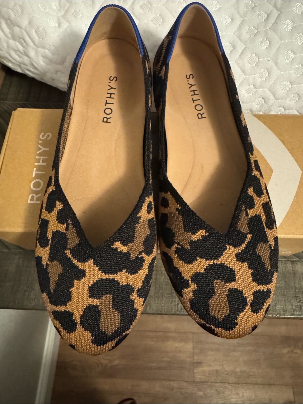Rothy's Leopard Knit daily Flats in Black and Brown Sz 6.5